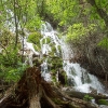 E ) The Overflow From Hanging Lake Plunges Down A Mossy Slope